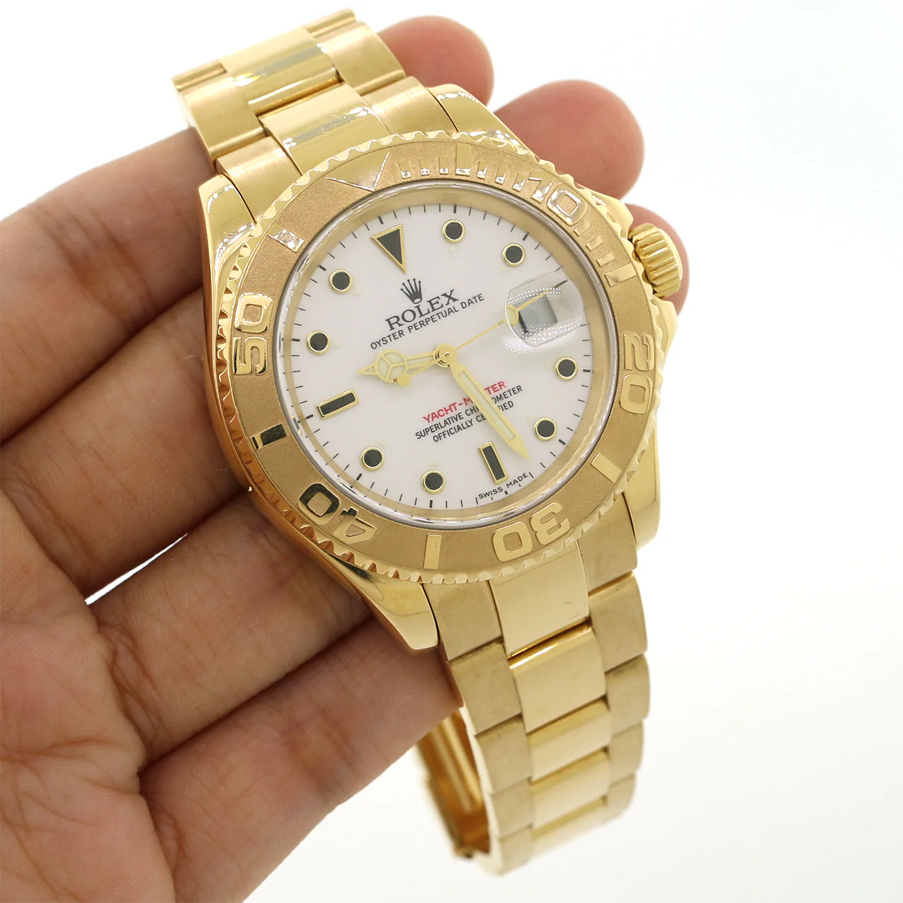 Rolex Yacht-Master Yellow Gold White Dial 40mm Watch 16628 Box&Papers - Image 6