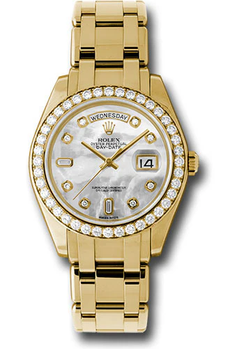 Rolex Yellow Gold Day-Date Special Edition 39 Watch - 40 Diamond Bezel - Mother-Of-Pearl Diamond Dial - 18948 md