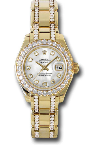Rolex Yellow Gold Lady-Datejust Pearlmaster 29 Watch - 32 Diamond Bezel - Mother-Of-Pearl Diamond Dial - 80298.74948 md
