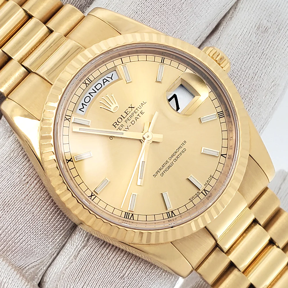 Rolex Yellow Gold President Day-Date 36 Champagne Index Dial Watch 118238 Box Papers - Image 2