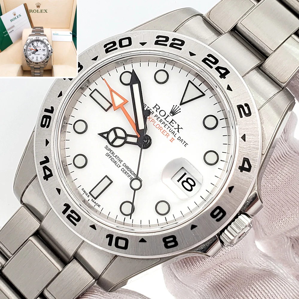 Stickered 2020 Rolex Explorer II Polar White Dial Steel Oyster 42mm Watch 216570 Box/Papers/Tag
