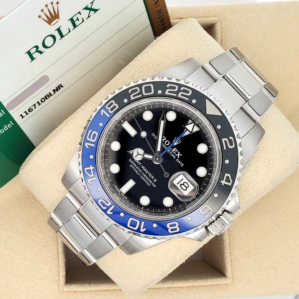 2018 Stickered Rolex GMT-Master II "Batman" Blue/Black Steel Oyster 40mm Watch 116710BLNR Box Papers - Image 4