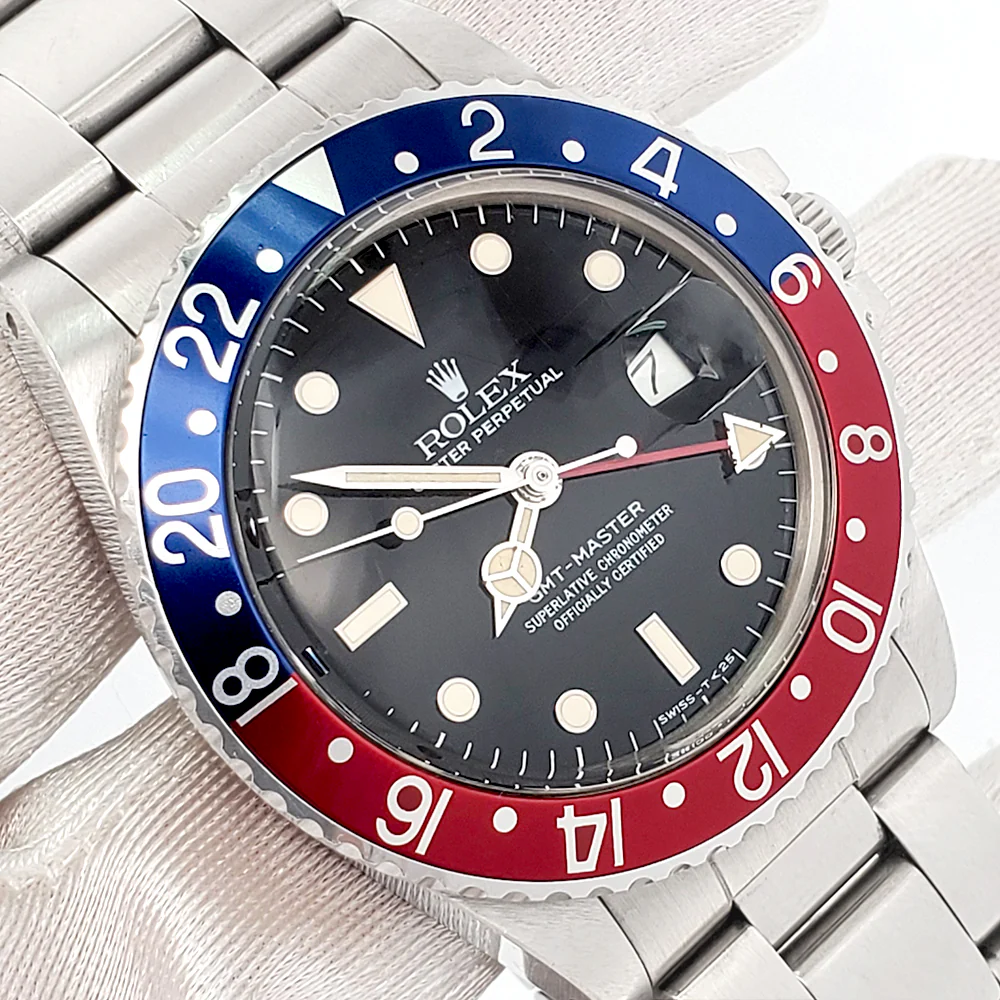 Unpolished 1985 Rolex GMT Master Pepsi Bezel Vintage Spider Dial Steel Oyster 40mm 16750 Watch Box Papers - Image 2