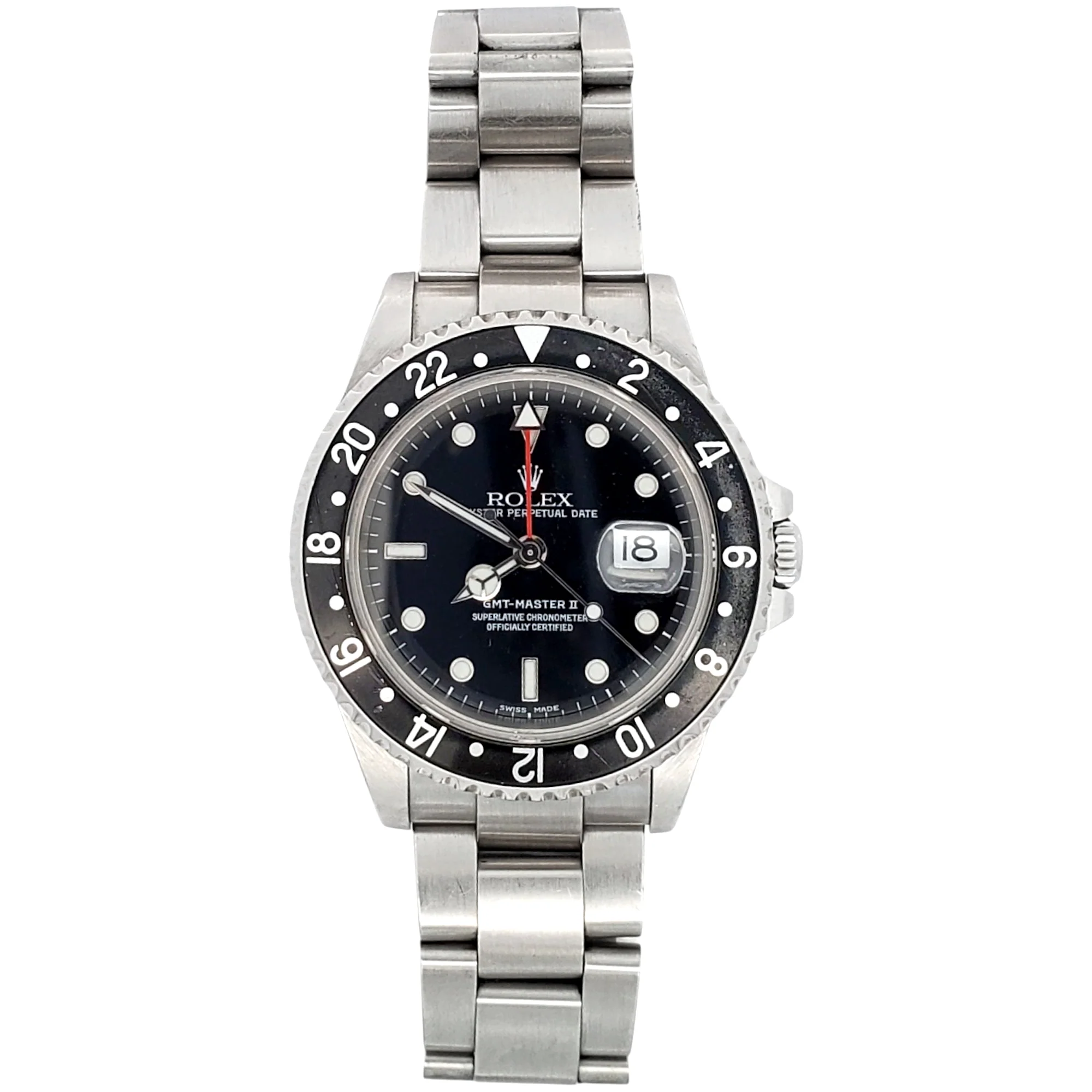 Unpolished Rolex GMT-Master II Black Bezel Steel 40mm Watch 16710 - Image 3