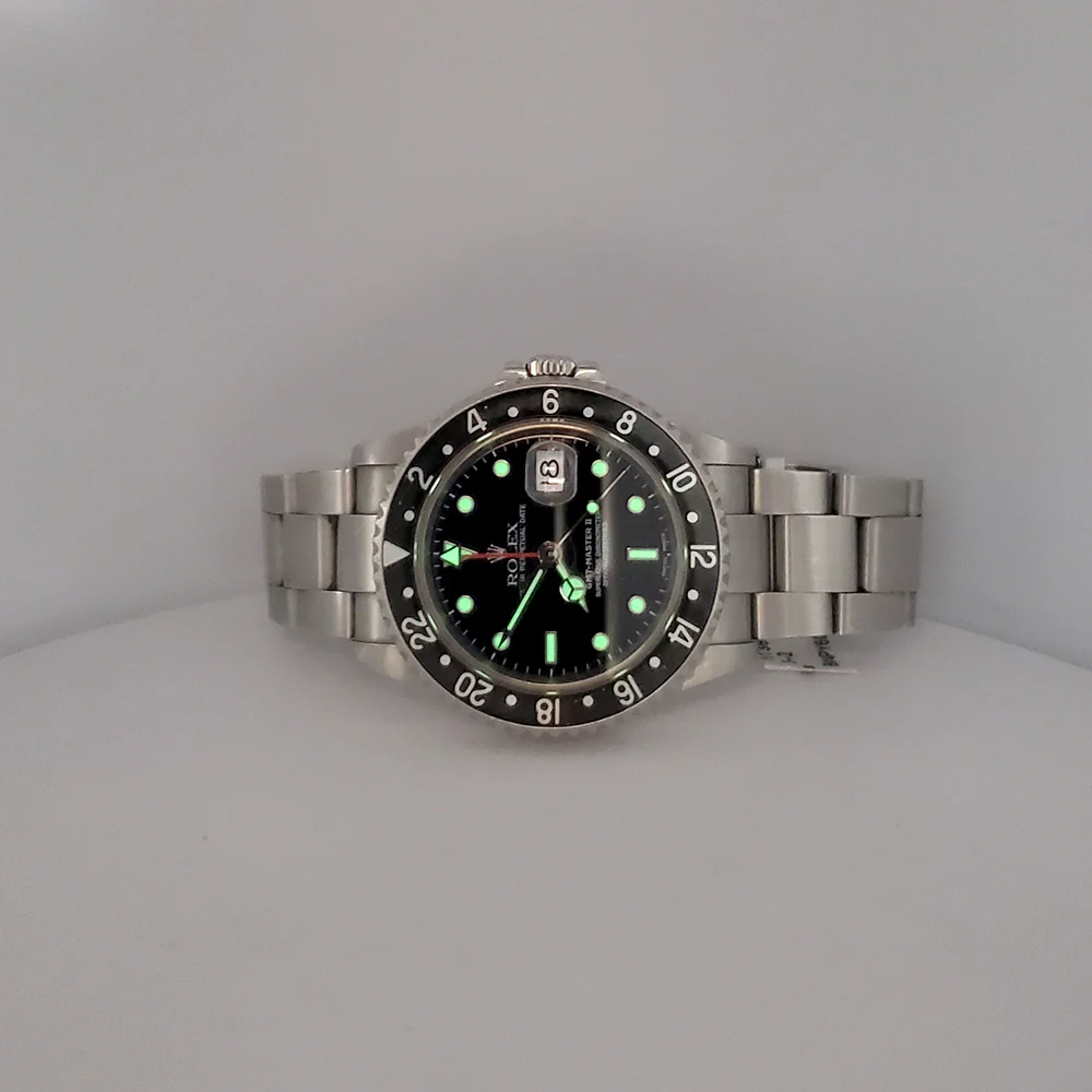 Unpolished Rolex GMT-Master II Black Bezel Steel 40mm Watch 16710 - Image 7