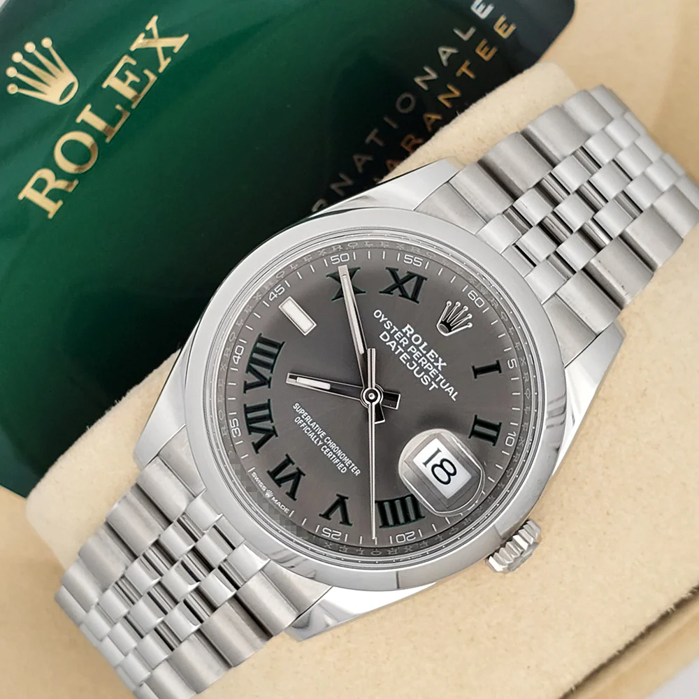 Unworn 2024 Rolex Datejust 36mm 126200 Wimbledon Slate Steel Jubilee Watch Box Papers