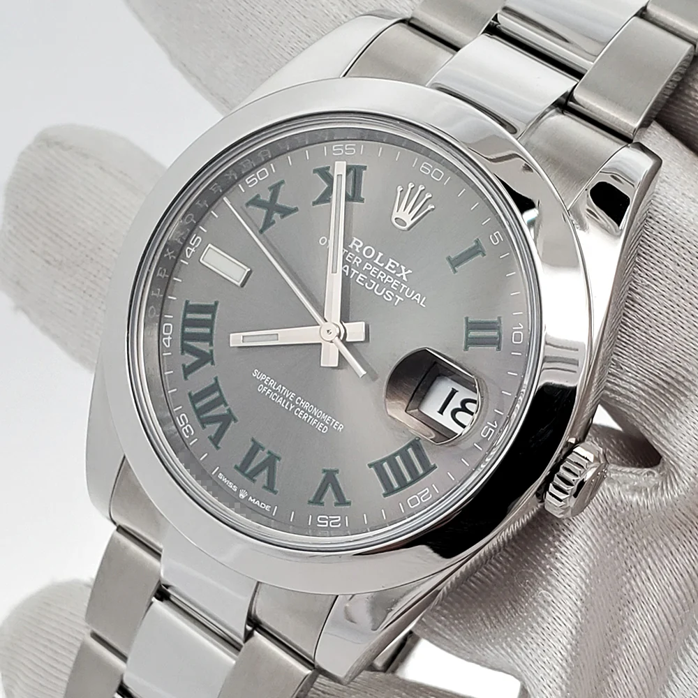 Unworn 2024 Rolex Datejust 41 126300 Wimbledon Grey Slate Roman Steel Oyster Watch Box Papers - Image 2