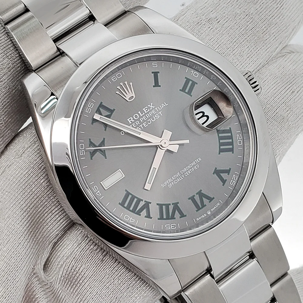 Unworn 2024 Rolex Datejust 41 126300 Wimbledon Grey Slate Roman Steel Oyster Watch Box Papers - Image 3