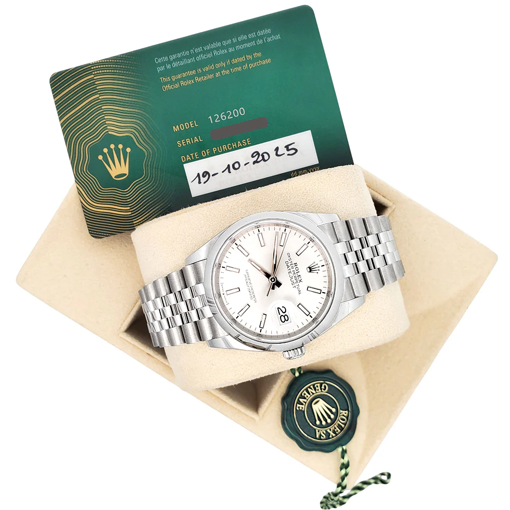 Unworn 2025 Rolex Datejust 36mm 126200 Silver Index Steel Jubilee Watch Box/Papers/Tag - Image 5