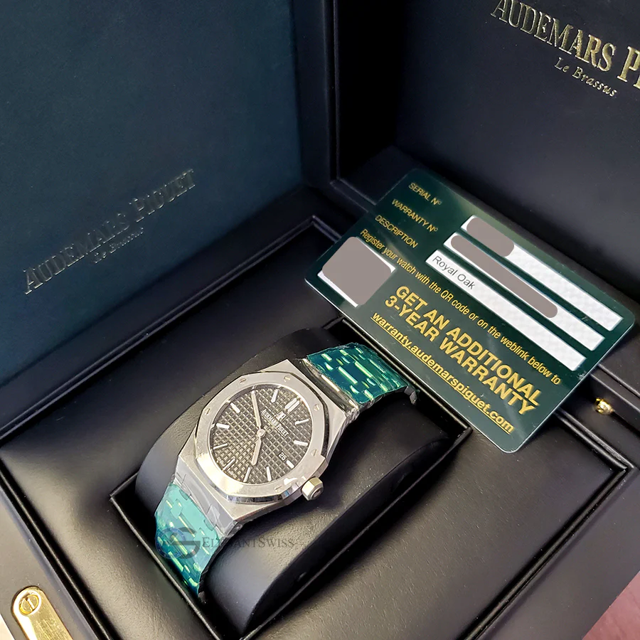 Unworn Audemars Piguet Lady Royal Oak 33mm Black Dial Steel Watch Box Papers 67650ST.OO.1261ST.01 - Image 2