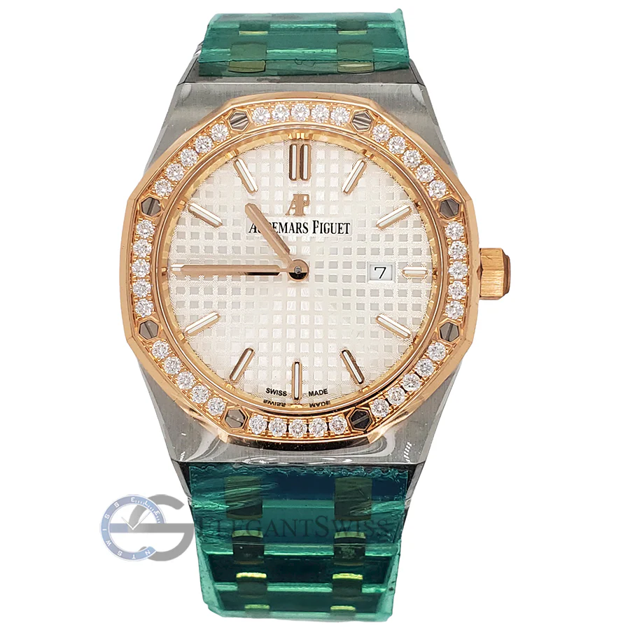 Unworn Audemars Piguet Lady Royal Oak 33mm Silver Dial Rose Gold/Steel Watch Box Papers 67651SR.ZZ.1261SR.01 - Image 4