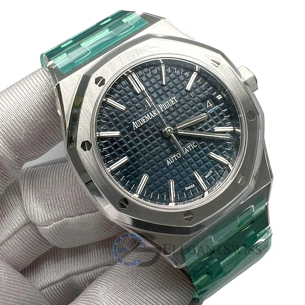 Unworn Audemars Piguet Royal Oak 37mm Blue Dial Steel Watch Box Papers 15450ST.OO.1256ST.03