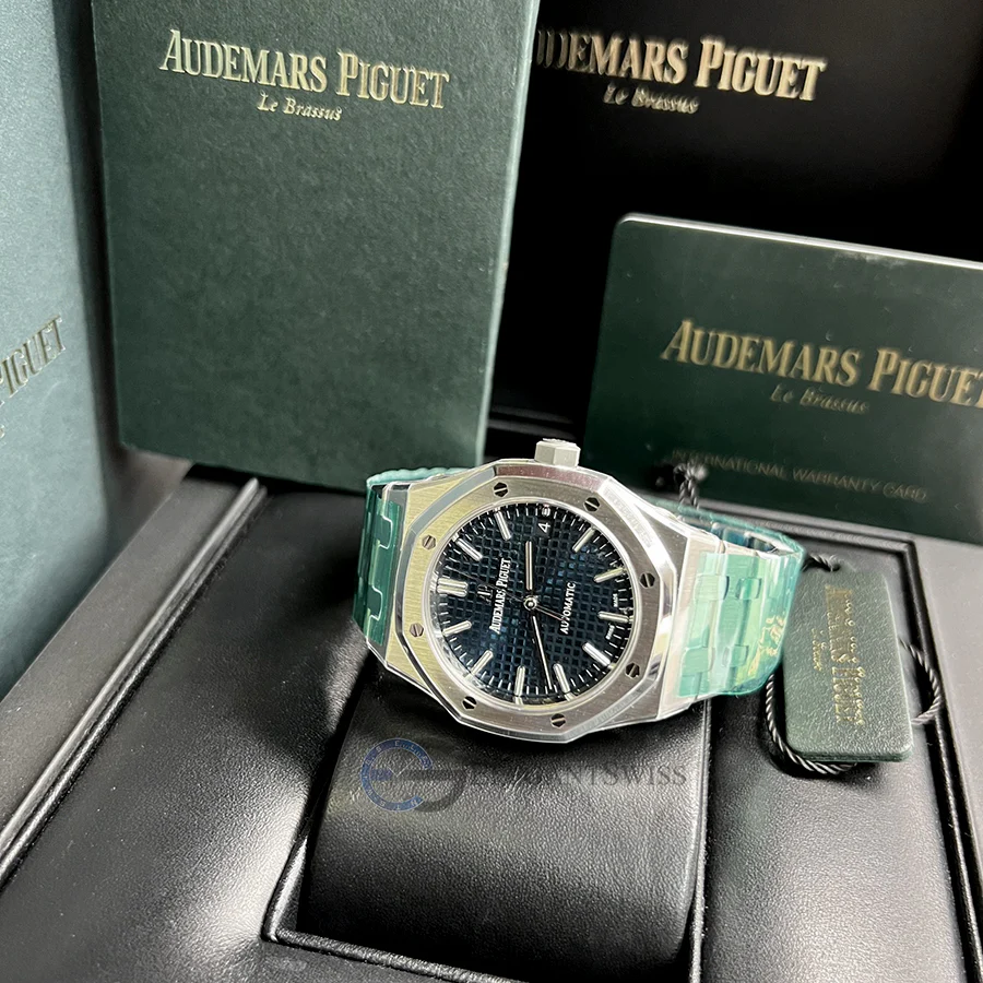Unworn Audemars Piguet Royal Oak 37mm Blue Dial Steel Watch Box Papers 15450ST.OO.1256ST.03 - Image 2