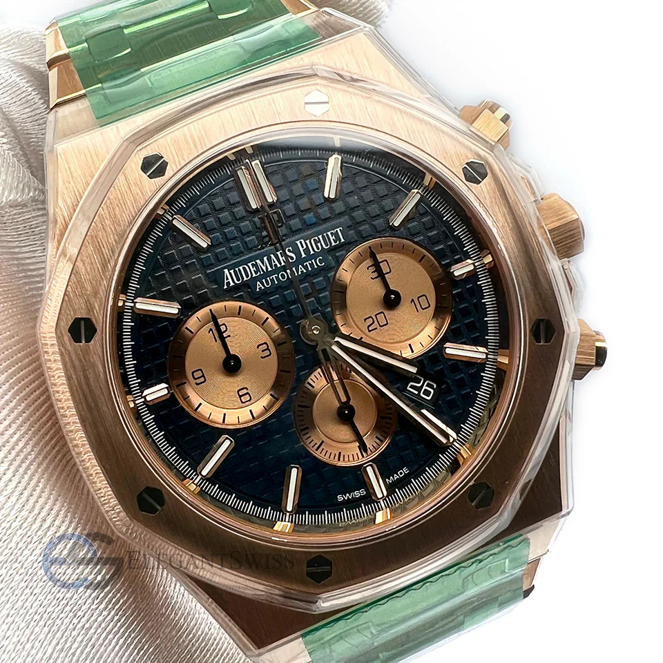 Unworn Audemars Piguet Royal Oak Chronograph 41mm Blue Dial Rose Gold Watch Box Papers 26331OR.OO.1220OR.01 - Image 3