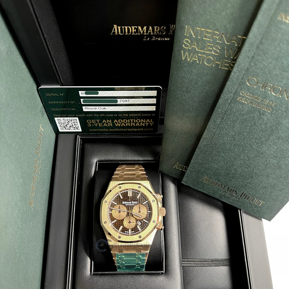 Unworn Audemars Piguet Royal Oak Chronograph 41mm Chocolate Dial Rose Gold Watch Box Papers 26331OR.OO.1220OR.02 - Image 2