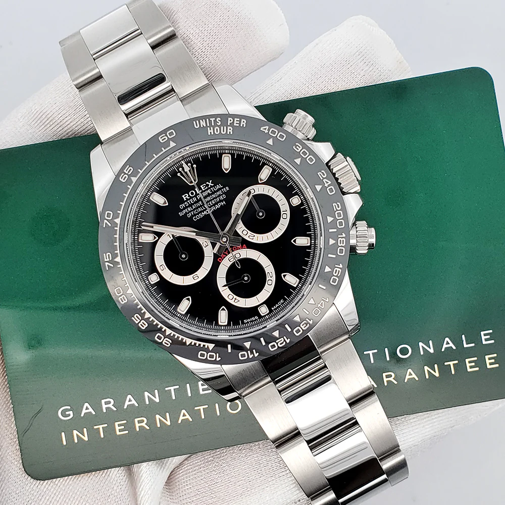 Unworn Rolex Cosmograph Daytona 40mm 116500LN Ceramic Bezel Black Dial Steel Watch 2023 Box Papers