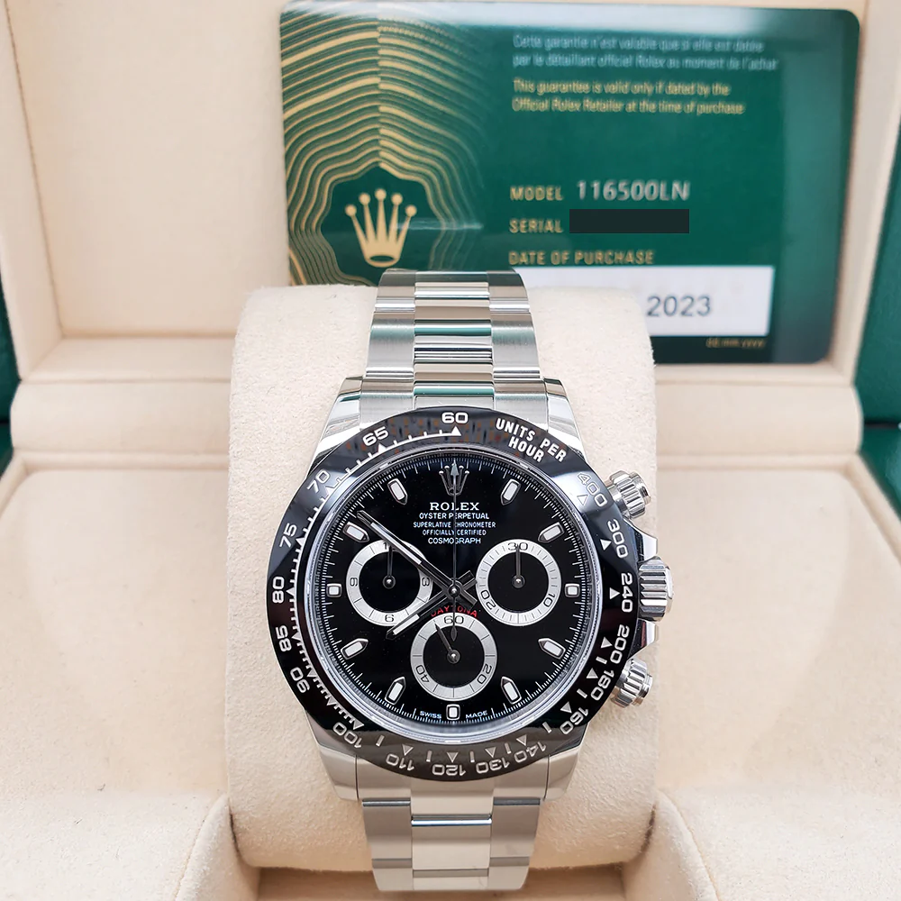 Unworn Rolex Cosmograph Daytona 40mm 116500LN Ceramic Bezel Black Dial Steel Watch 2023 Box Papers - Image 3