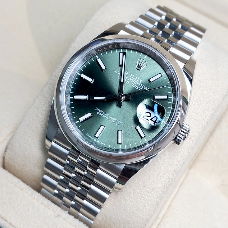 Unworn Rolex Datejust 36mm 126200 Mint Green Dial Stainless Steel Jubilee Watch 2022 Box Papers - Image 3