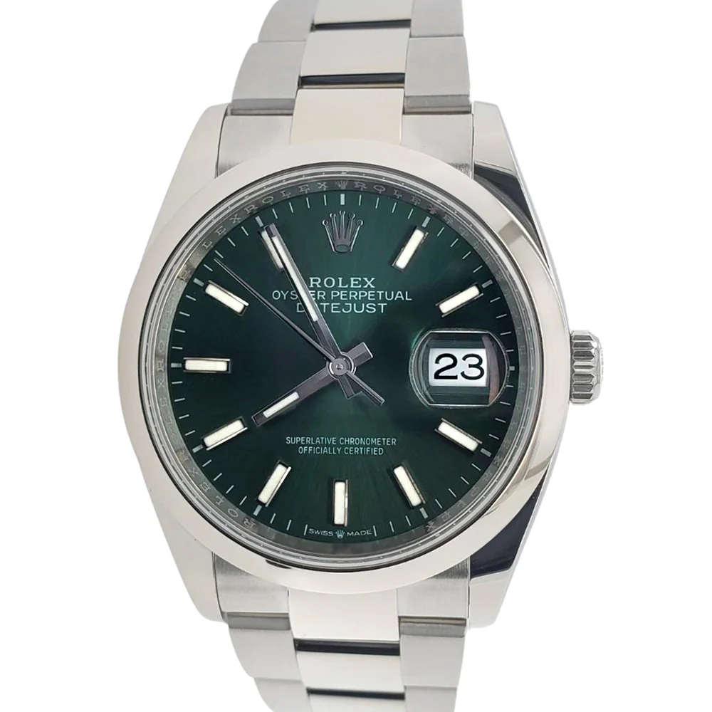 Unworn Rolex Datejust 36mm 126200 Mint Green Dial Stainless Steel Watch 2022 Box Papers