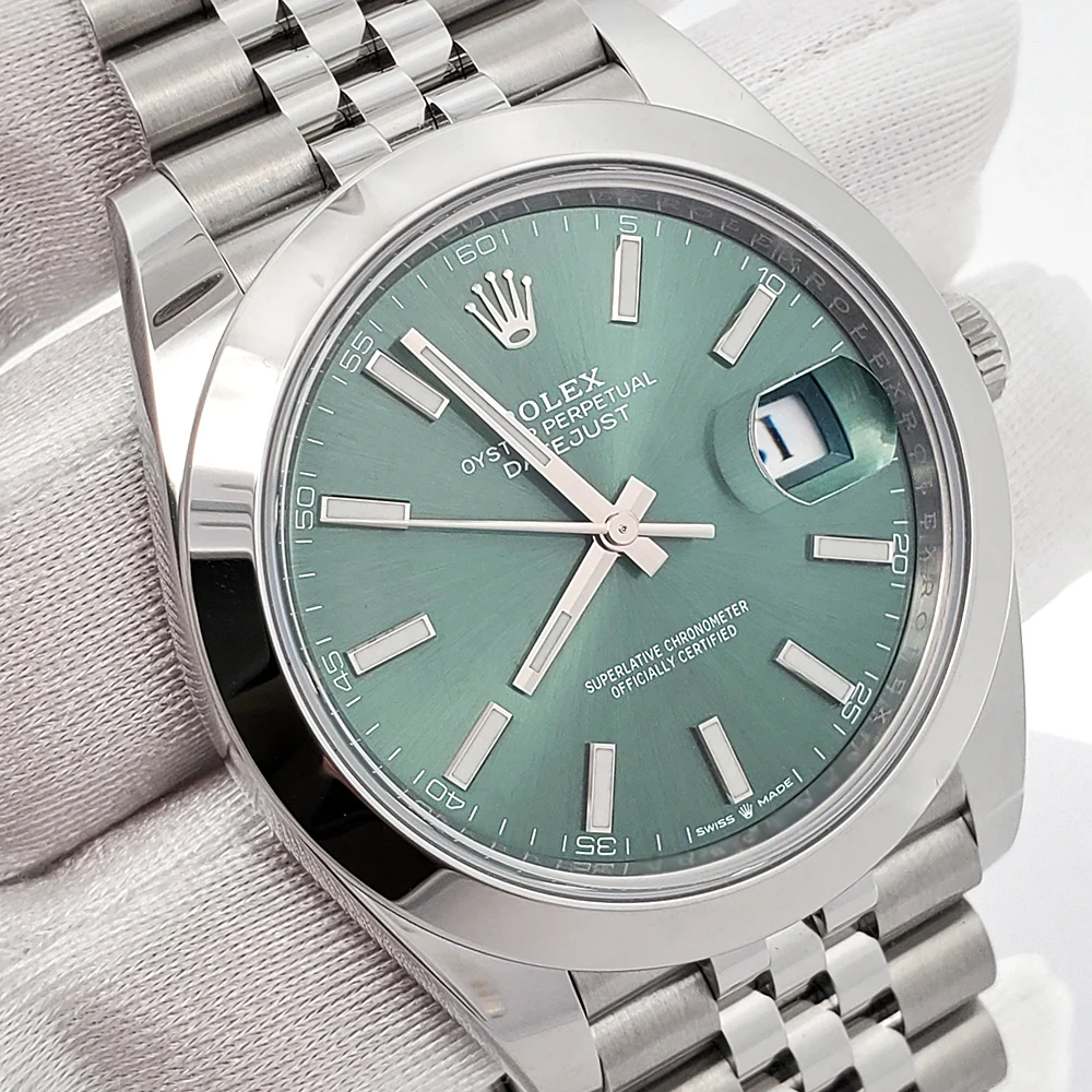 Unworn Rolex Datejust 41 126300 Mint Green Dial Steel Jubilee Watch 2023 Box Papers - Image 3