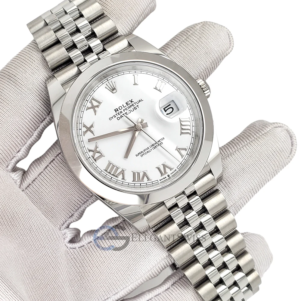 Unworn Rolex Datejust 41 126300 White Roman Dial Smooth Bezel Jubilee Watch 2022 Box Papers - Image 2