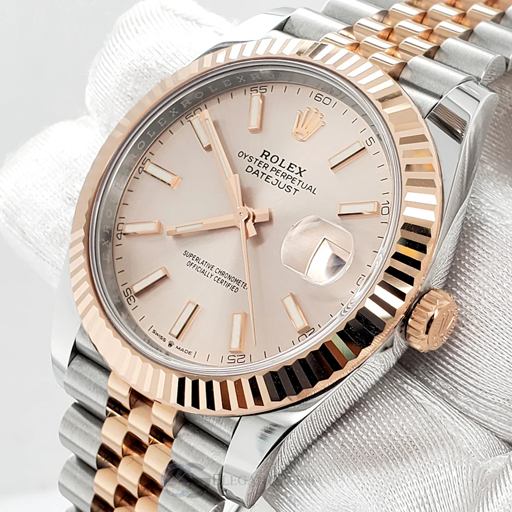 Unworn Rolex Datejust 41 126331 Pink Sundust Index Dial Rose Gold/Steel Jubilee Watch 2022 Box Papers