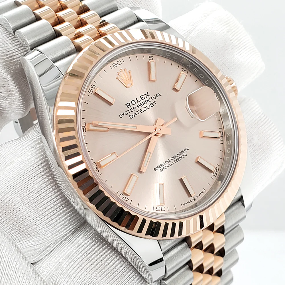 Unworn Rolex Datejust 41 126331 Pink Sundust Index Dial Rose Gold/Steel Jubilee Watch 2022 Box Papers - Image 2