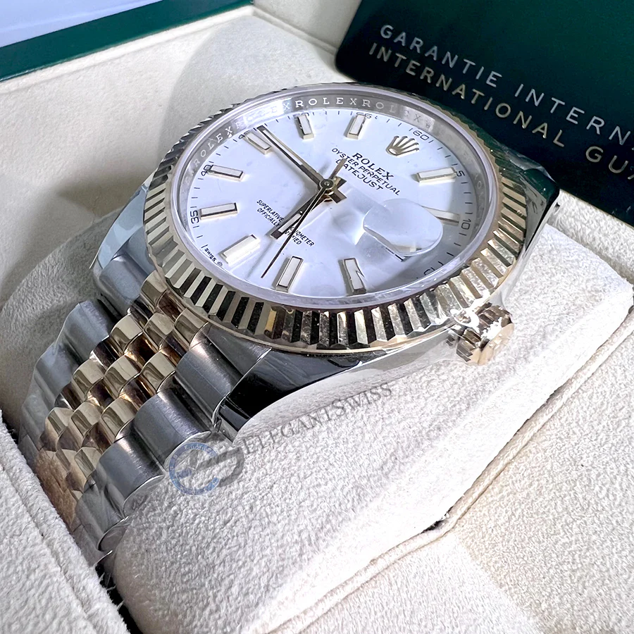 Unworn Rolex Datejust 41 126333 White Stick Dial Steel/Yellow Gold Jubilee Watch 2022 Box Papers