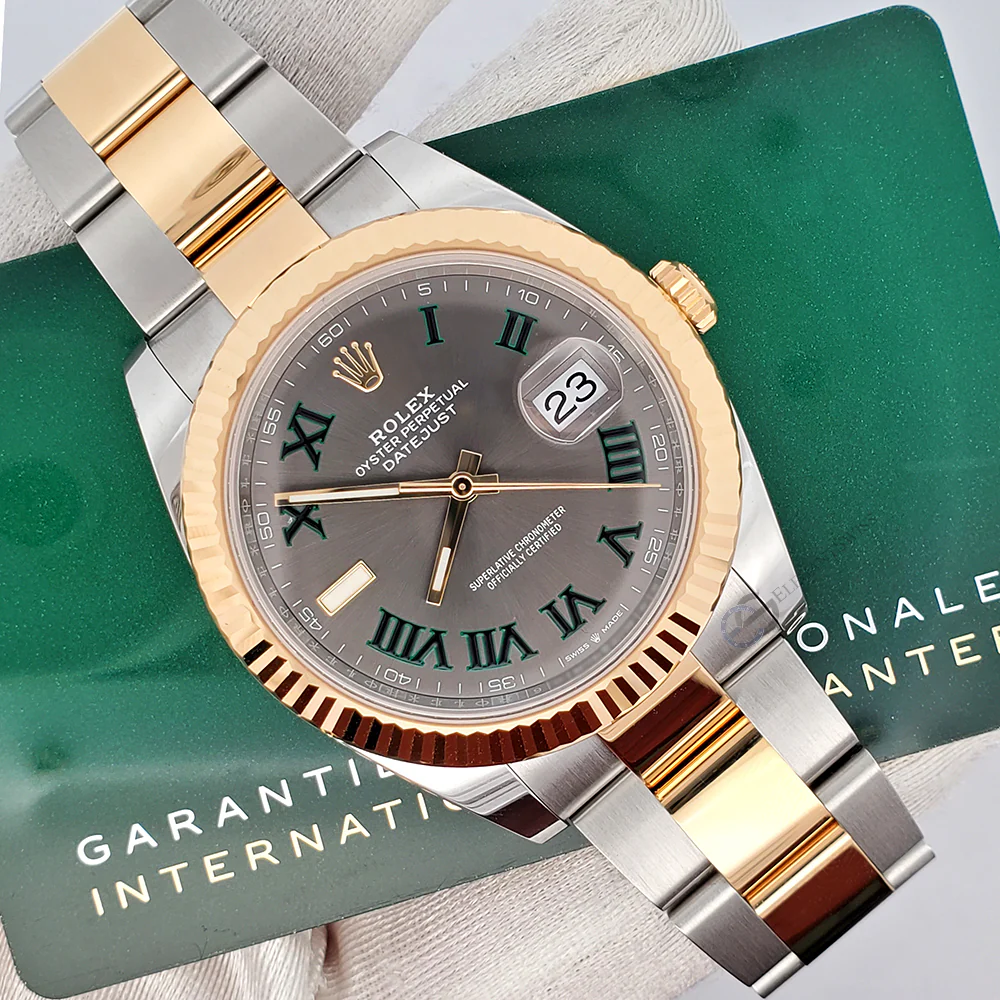 Unworn Rolex Datejust 41 126333 Wimbledon Slate Dial Yellow Gold/Steel Oyster Watch 2023 Box Papers