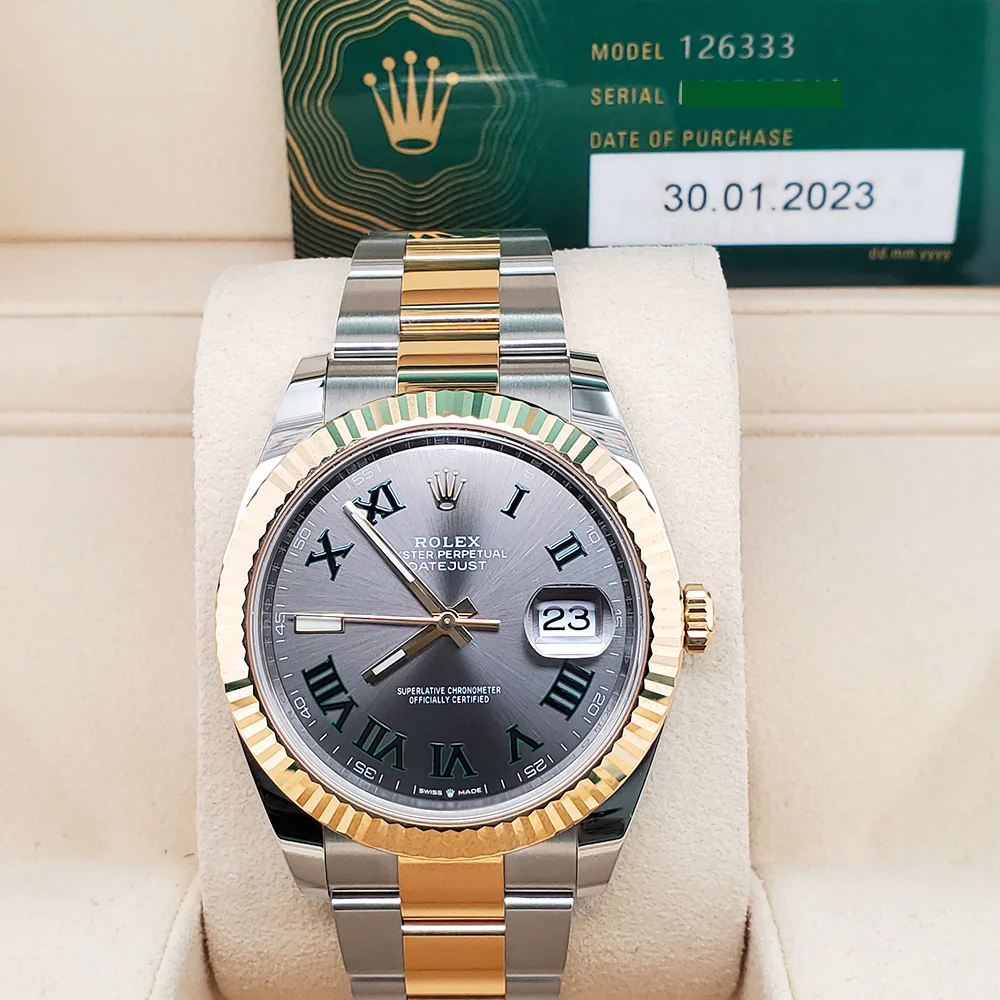 Unworn Rolex Datejust 41 126333 Wimbledon Slate Dial Yellow Gold/Steel Oyster Watch 2023 Box Papers - Image 3