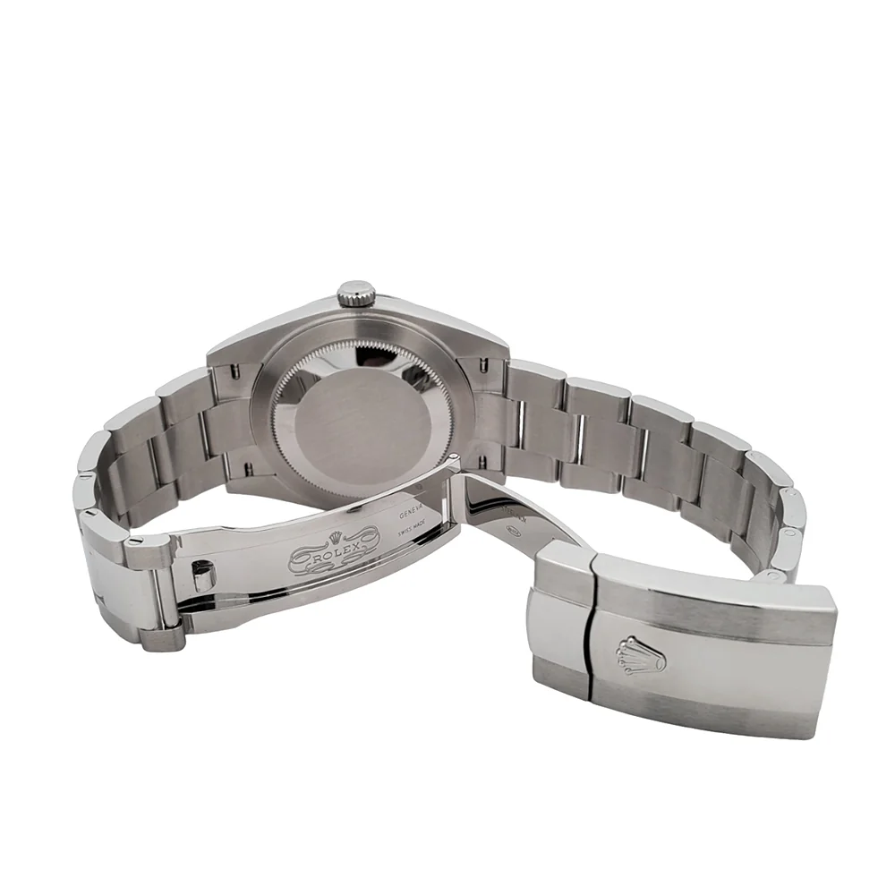 Unworn Rolex Datejust 41 126334 Blue Motif White Gold Fluted Steel Watch 2023 Box Papers - Image 6