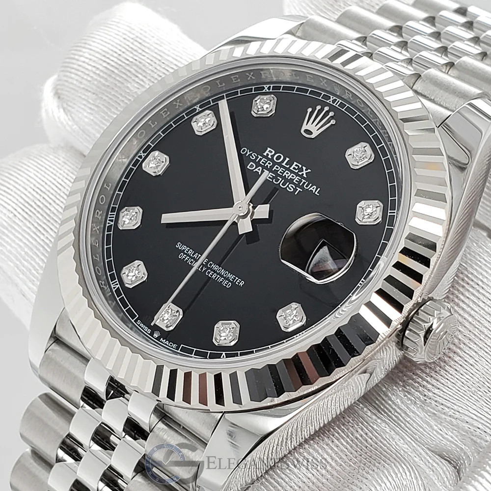 Unworn Rolex Datejust 41 126334 Factory Black Diamond Dial Jubilee Steel Watch 2023 Box Papers