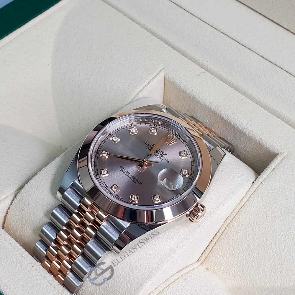 Unworn Rolex Datejust 41 Pink Sundust Diamond Dial Rose Gold Steel Jubilee 126301 Box Papers 2022 - Image 3