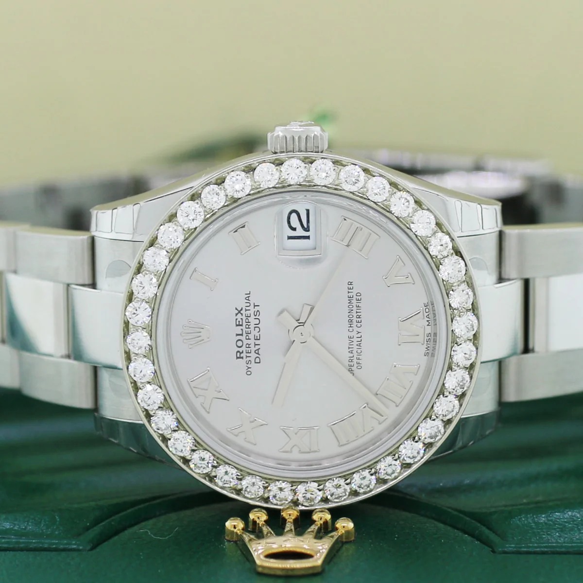 UNWORN Rolex Datejust Midsize 31MM Automatic Roman Dial SS Oyster Watch with Diamond Bezel 178240 Box&Papers - Image 2