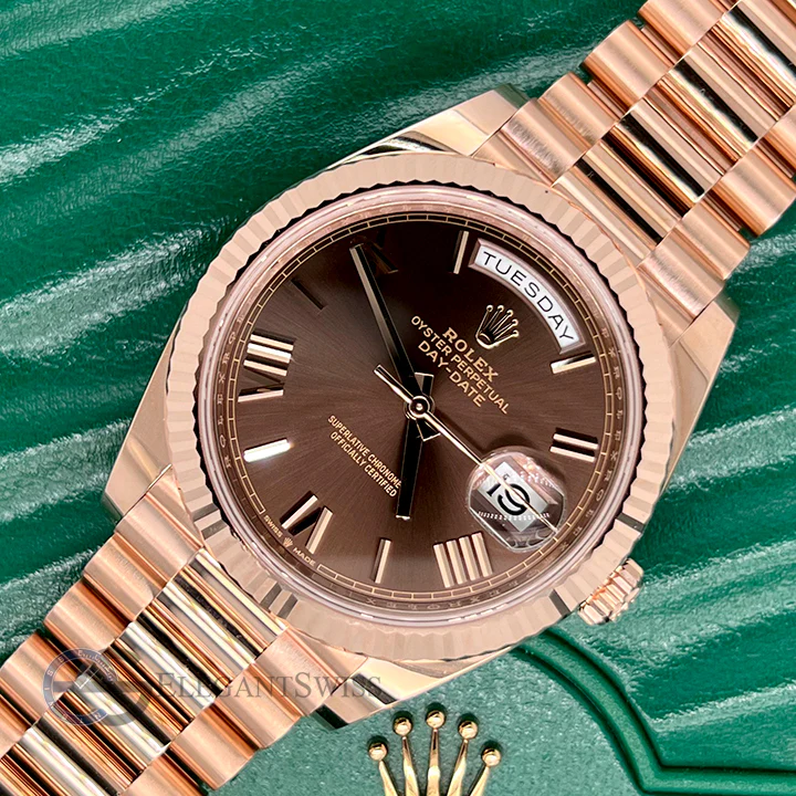Unworn Rolex Day-Date 40 President Rose Gold Chocolate Dial 228235 Watch Box Papers 2022
