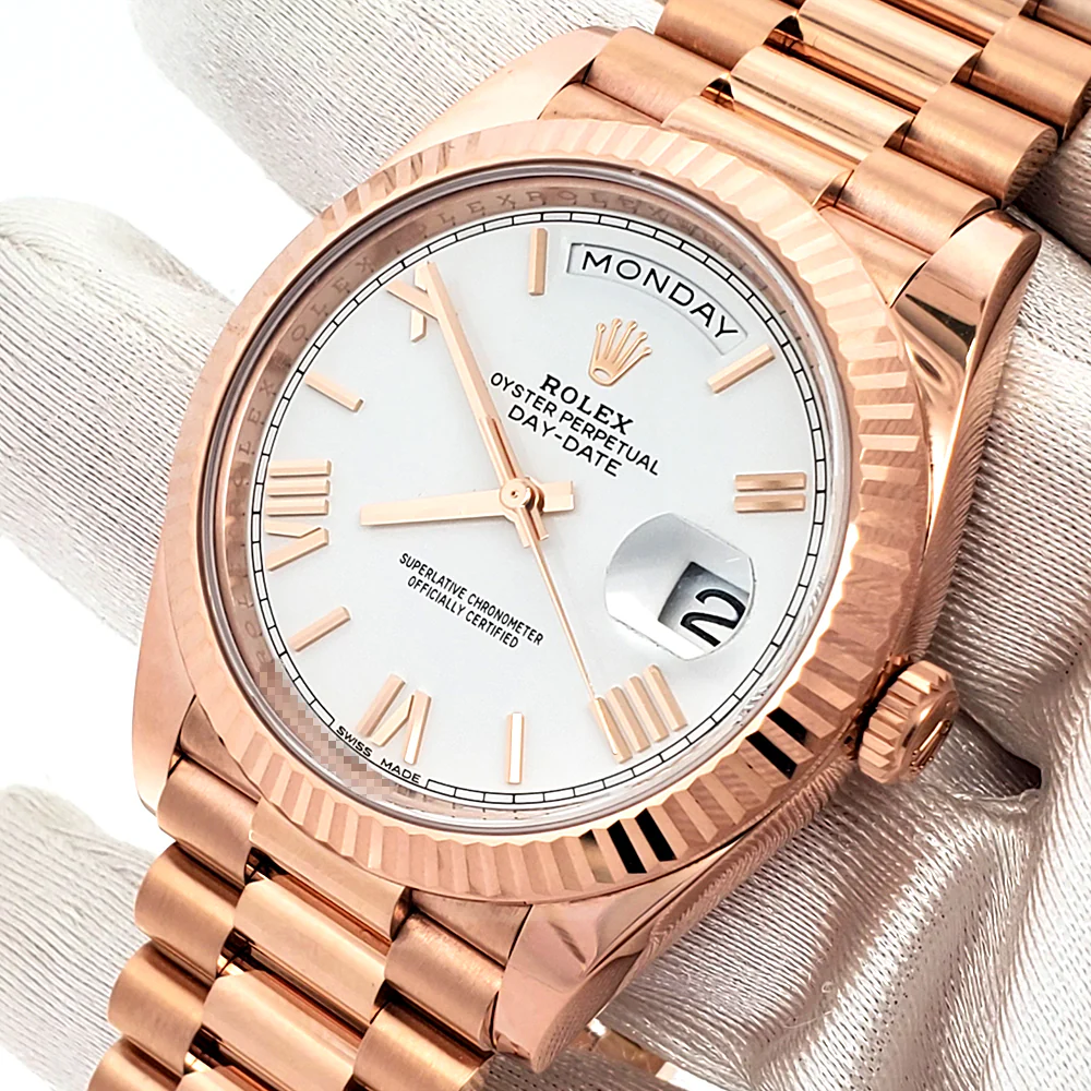 Unworn Rolex Day-Date 40mm 228235 Rose Gold White Roman Dial Watch 2022 Box Papers - Image 2