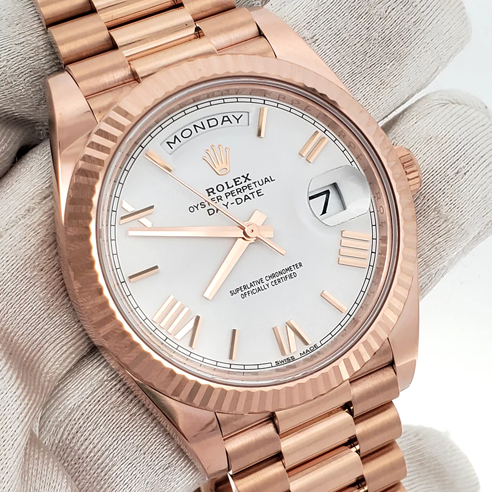 Unworn Rolex Day-Date 40mm 228235 Rose Gold White Roman Dial Watch 2022 Box Papers - Image 3