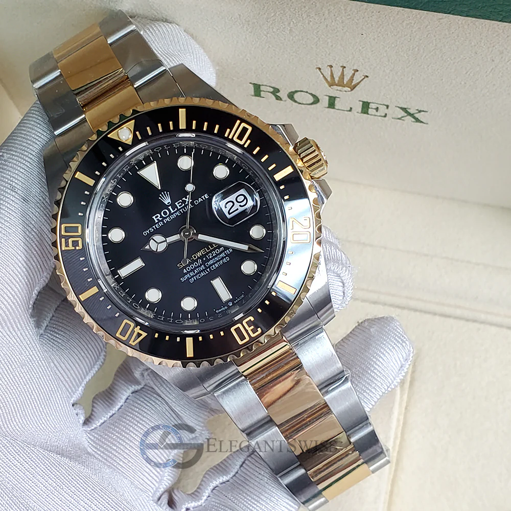 Unworn Rolex Sea-Dweller 43mm Black Dial Yellow Gold Steel Watch 126603 Box Papers - Image 2