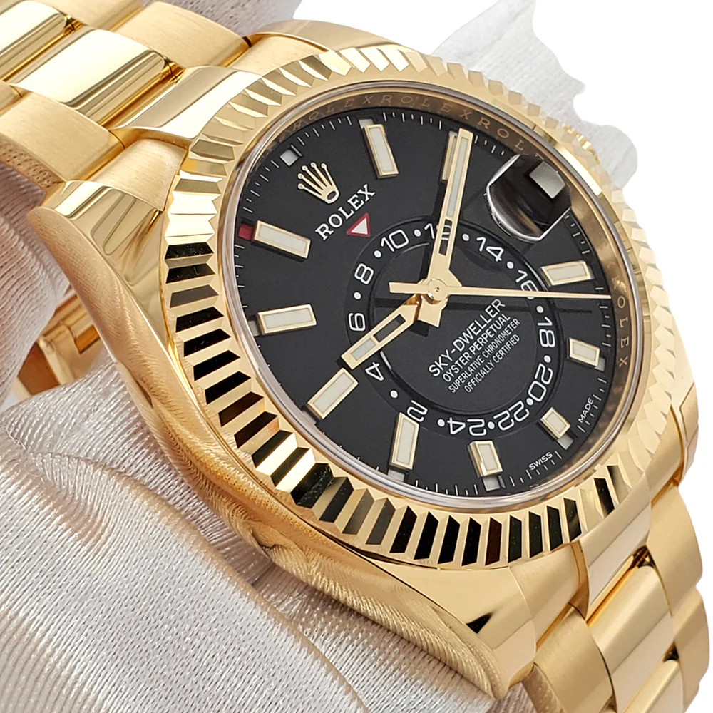 Unworn Rolex Sky-Dweller 42mm 326938 Black Index Dial Yellow Gold Watch 2023 Box Papers - Image 3
