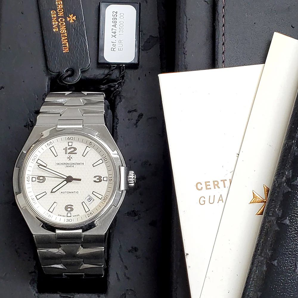 Vacheron Constantin Overseas 42.5mm Silver Dial Steel Watch 47040 Box Papers