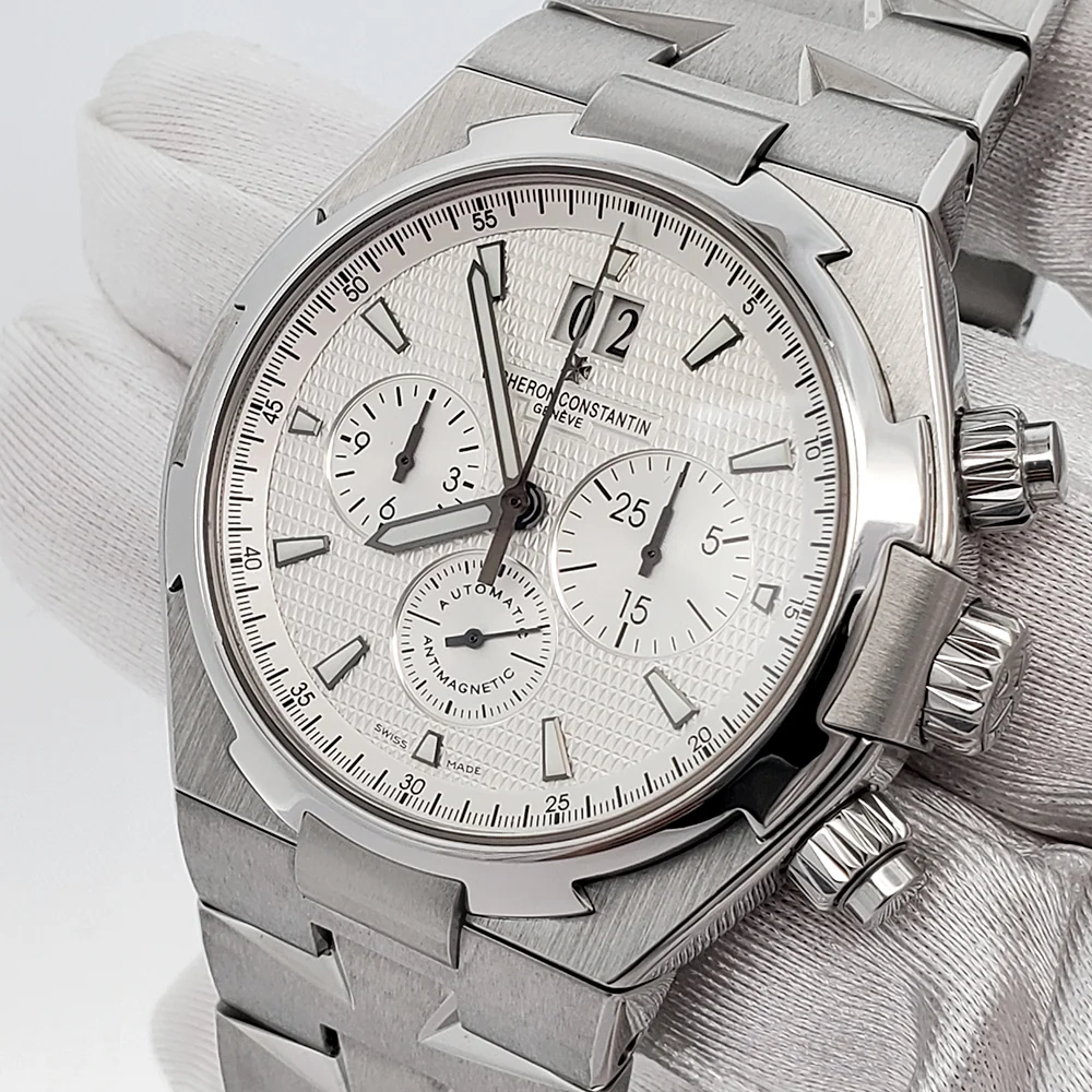 Vacheron Constantin Overseas 42mm Silver Dial Chronograph Steel Watch 49150 Box Papers - Image 2