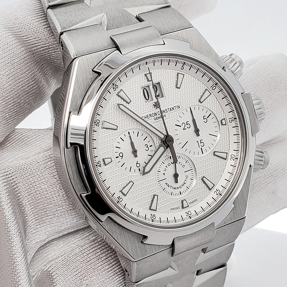 Vacheron Constantin Overseas 42mm Silver Dial Chronograph Steel Watch 49150 Box Papers - Image 4
