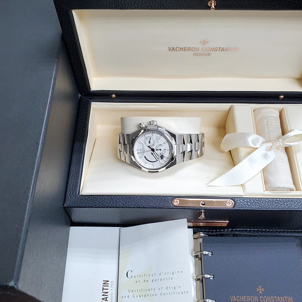 Vacheron Constantin Overseas Dual Time 42mm Chronograph Steel Watch 47450 Box Papers - Image 2