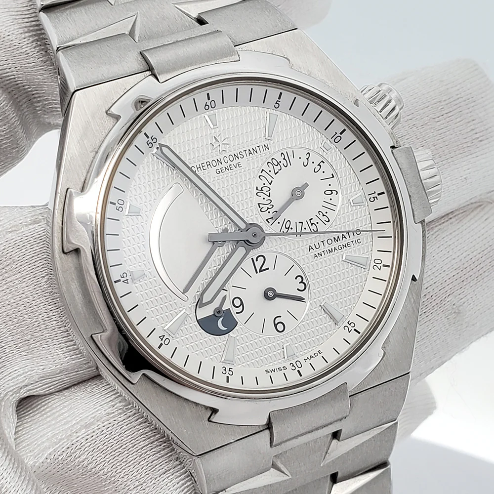 Vacheron Constantin Overseas Dual Time 42mm Chronograph Steel Watch 47450 Box Papers - Image 4