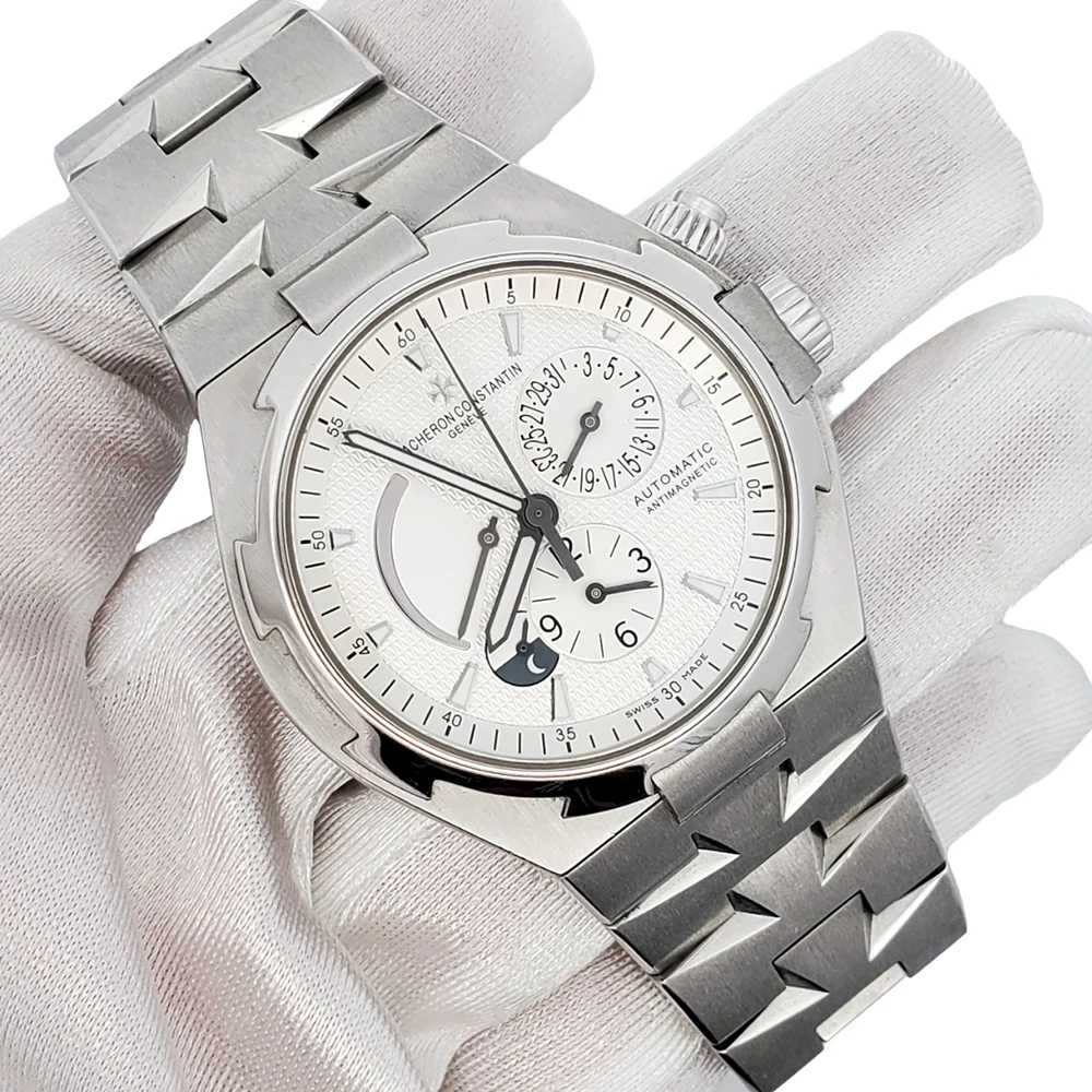 Vacheron Constantin Overseas Dual Time 42mm Chronograph Steel Watch 47450 Box Papers - Image 5
