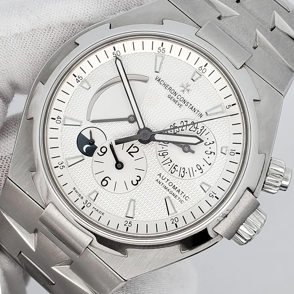 Vacheron Constantin Overseas Dual Time 42mm Chronograph Steel Watch 47450 Box Papers - Image 6