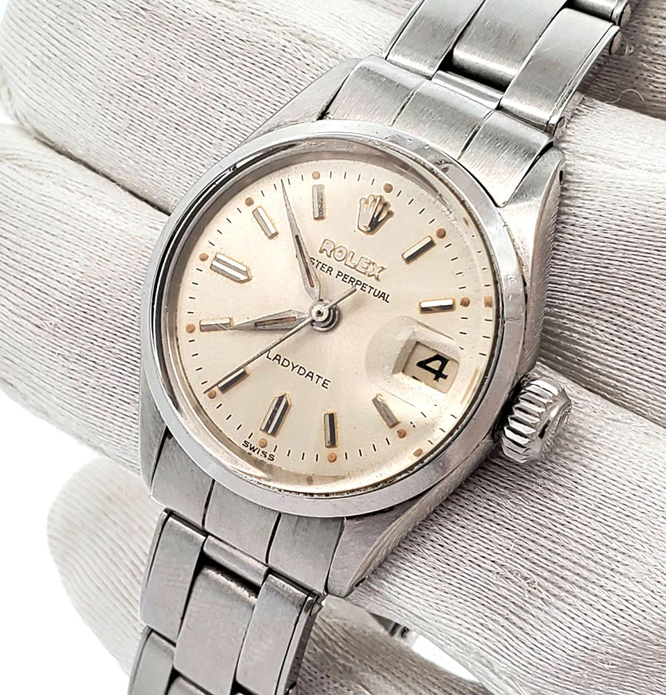 Vintage Rolex Oyster Perpetual Lady 26mm Silver Dial Steel Jubilee Watch 6516 - Image 2