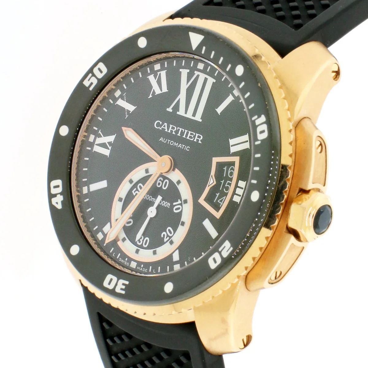 Calibre de Cartier Black/Rose Gold Divers Roman Dial 42mm Watch - Image 2
